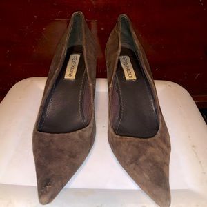 Suede brown point stiletto heels